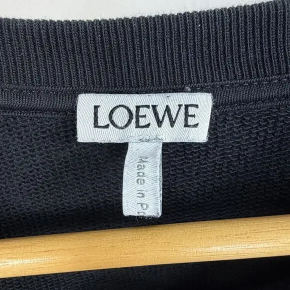LOEWE Unisex Black Anagram Crewneck Sweatshirt Size M Embroidered Cotton